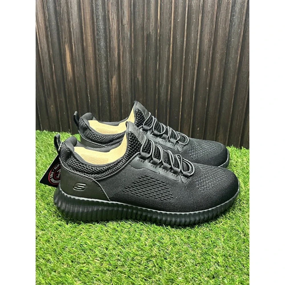 Size 8.5 Wide- Skechers Cessnock Relaxed Fit Memory Foam Men's BLK Work Sneakers